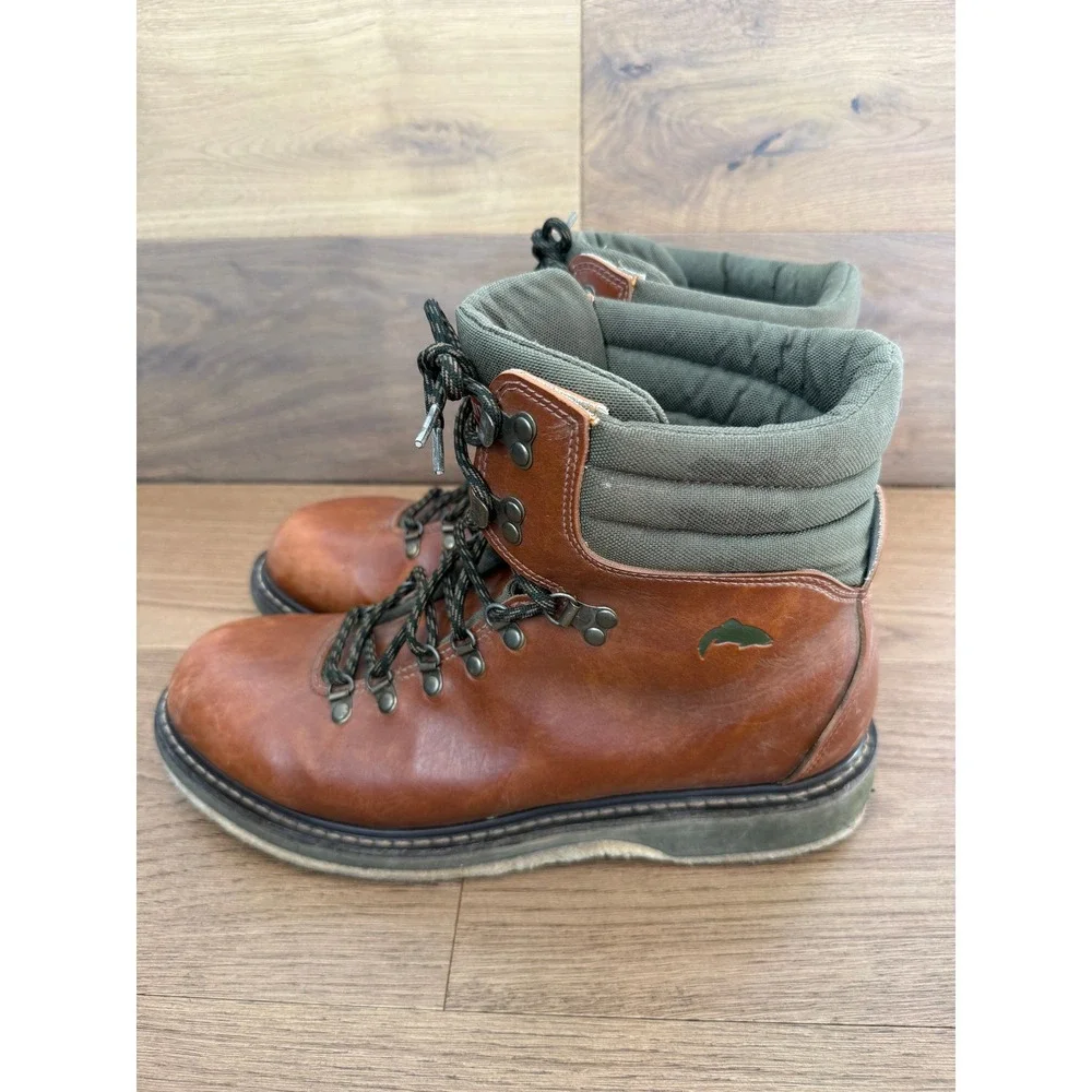 Simms Freestone Wading Boots Mens 13 Brown Leather Felt Sole Fly Fishing Boots